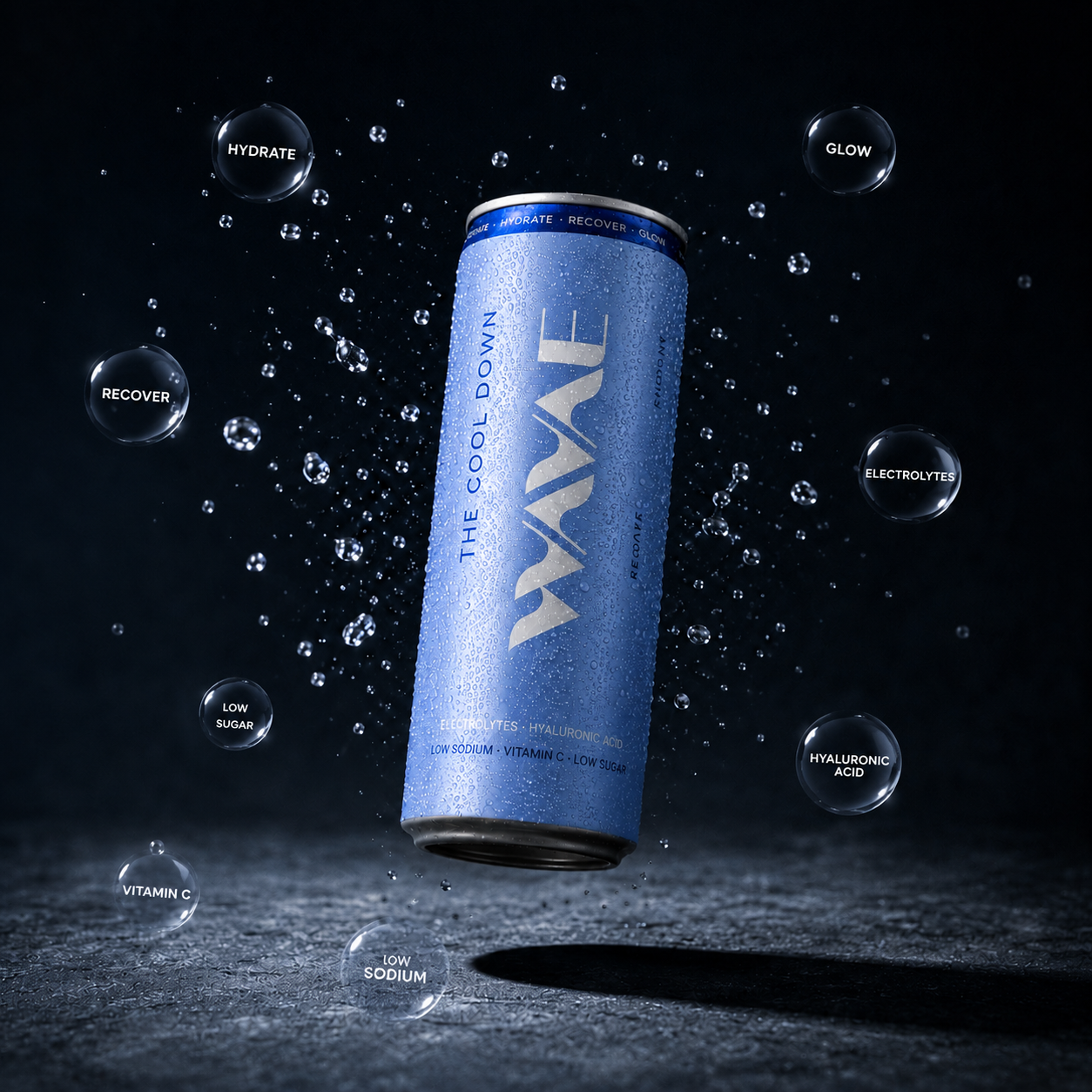 WAVAE The Cool Down floating with ingredient callouts
